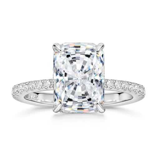 Michooyel S925 4ct Radiant Cut Zirkonia Verlobungsringe für Frauen Ehering Versprechensring Sterling Silber Ehering von Michooyel