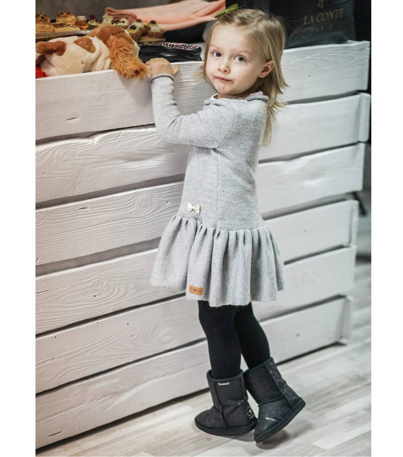 Merinowolle Strickkleid Für Mädchen Fit & Flare Niedrige Taille Kleinkind Kleid Wolle Gestrickt Faltenkleid von mieliknitwear