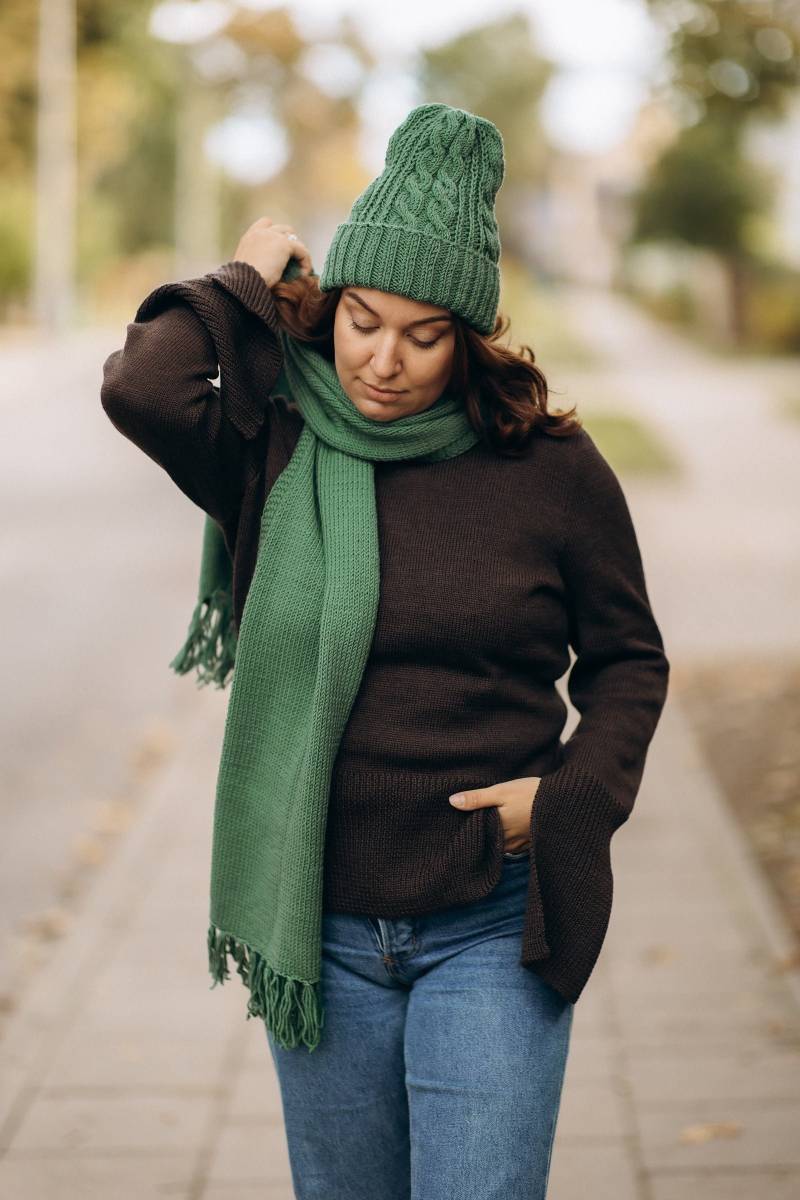 Weiche Beanie Aus Merinowolle, Handgestrickte Wollmütze, Winter von mieliknitwear