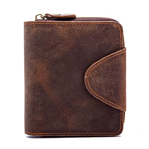 HJKOGH Retro Herren Geldbörse mit großem Fassungsvermögen, kurz, multifunktionale Geldbörse mit Reißverschluss, handgefertigte Business-Geldbörse (Color : B, Size : 11 * 10 * 2cm) von mifdojz