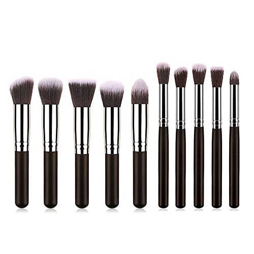 n/a 10 STÜCKE Kompletter Satz tragbarer Make-up-Pinsel Foundation Lidschatten Make-up-Pinsel-Set Blush Professional Beauty Tools (Color : Black and silver) von mifdojz