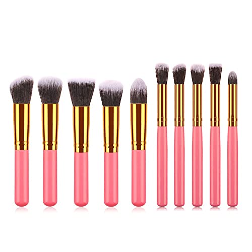 n/a 10 STÜCKE Kompletter Satz tragbarer Make-up-Pinsel Foundation Lidschatten Make-up-Pinsel-Set Blush Professional Beauty Tools (Color : Pink gold) von mifdojz