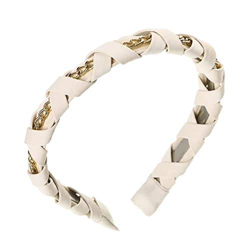 n/a Kette Leder Stirnband Metall Haarband Frauen Glänzende Goldkette Kopfbedeckung Lässige Haarschmuck ( Color : A , Size : One Size ) von mifdojz