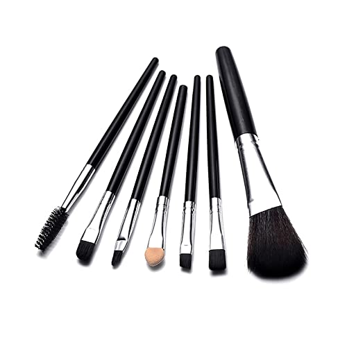 n/a Schwarzes tragbares Make-up-Pinsel-Set Lidschatten-Pinsel-Kosmetik-Grundierungs-Puder-Wimpern-Augenbrauen-Make-up-Pinsel 7-tlg von mifdojz