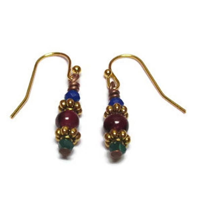 Granat Ohrringe Kristallperle, Vergoldete Haken Granat Ohrringe Kristallperle, Vergoldete Haken von mihacreation