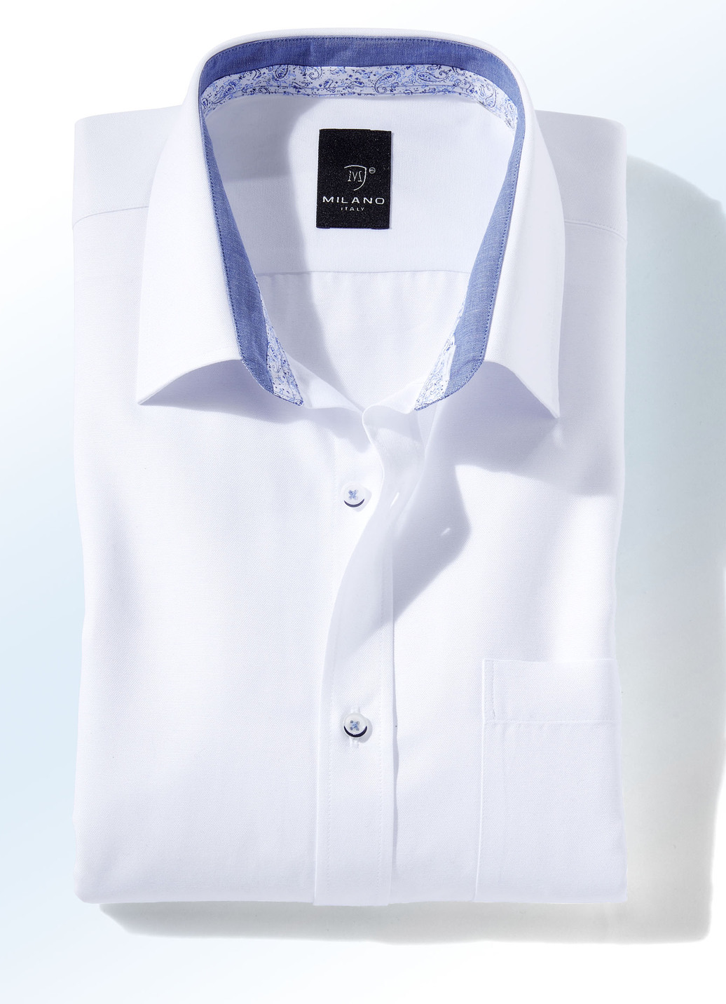 "Milano Italy"-Hemd in Kurz- und Langarm in 4 Farben, Länge Kurzarm, Weiß, Größe 38 von milano italy