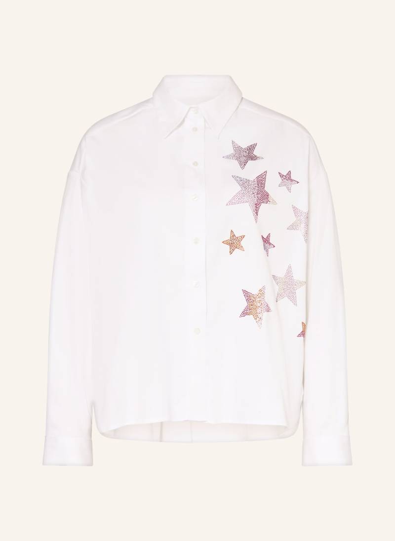 Milano Italy Hemdbluse Mit Schmucksteinen weiss von milano italy