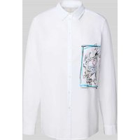 Milano Italy Regular Fit Bluse mit Knopfleiste in Weiss, Größe 46 von milano italy