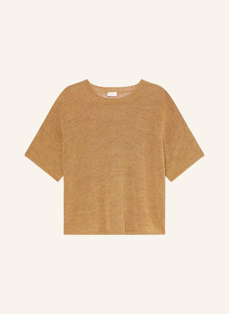 Milano Italy Strickshirt Mit Leinen braun von milano italy