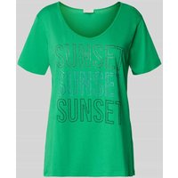 Milano Italy T-Shirt mit Strasssteinbesatz in Gruen, Größe XL von milano italy