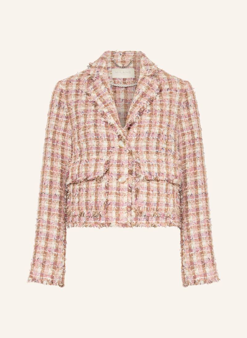 Milano Italy Tweed-Blazer Mit Glitzergarn pink von milano italy