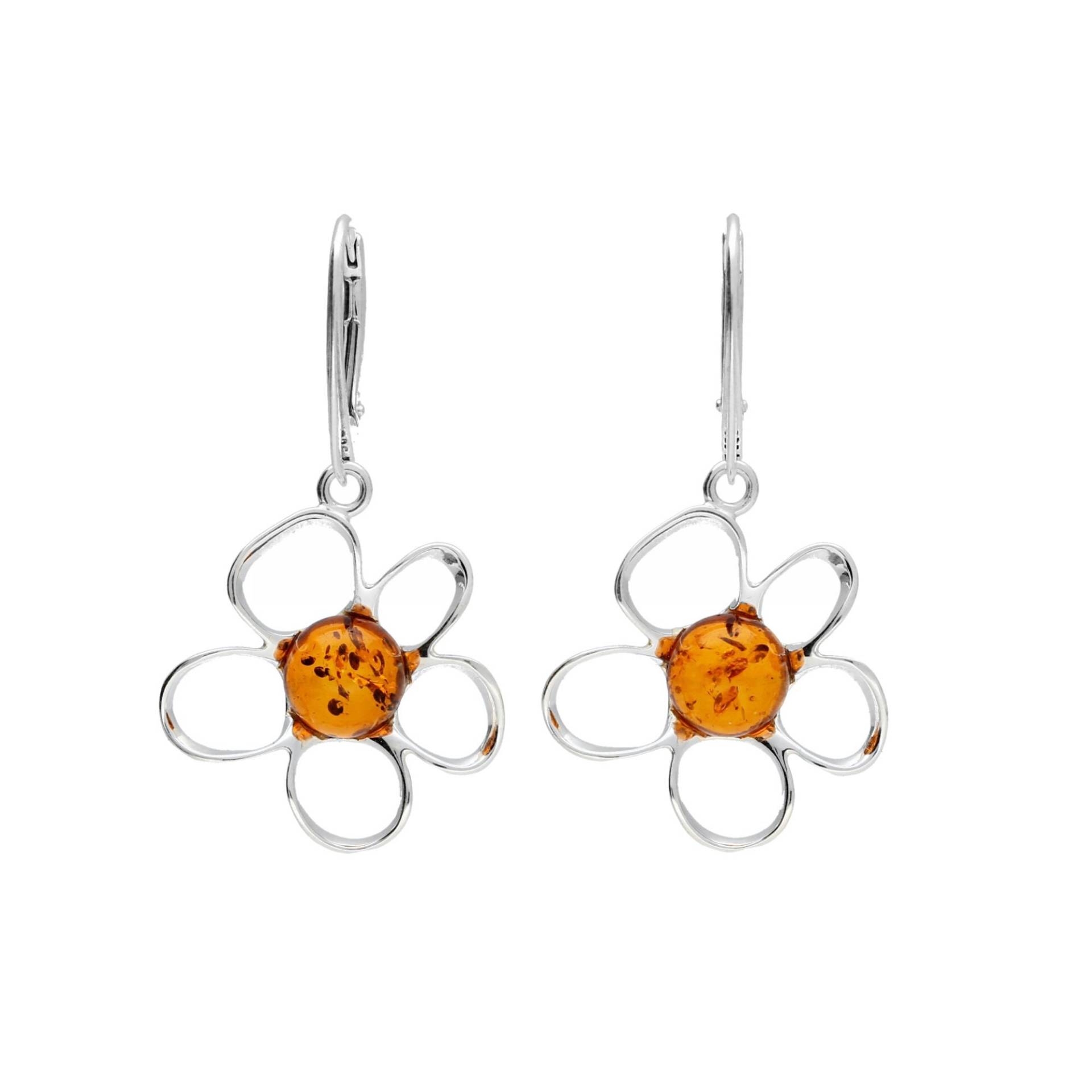 Bernstein Tropfen Blumen Silber Ohrringe Bernstein Tropfen Blumen Silber Ohrringe von milenajewellery