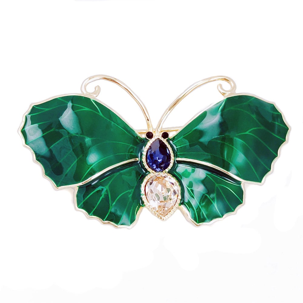 Brosche Schmetterling Edelstahl Und Grüne Emaille Mit Swarovski Kristall Brosche Schmetterling Edelstahl Und Grüne Emaille Mit Swarovski Kristall von milenajewellery