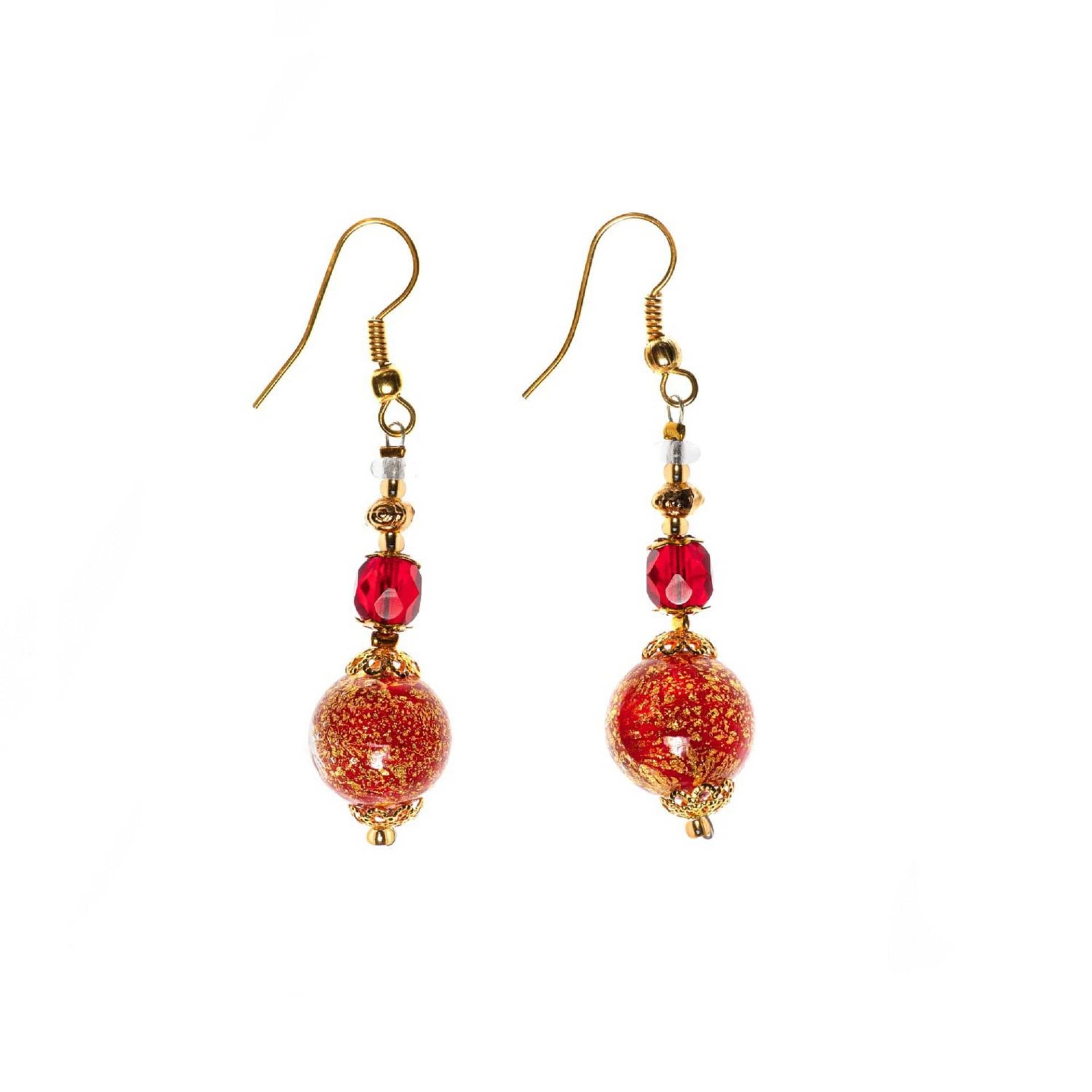 Tropfen Ohrringe Aus Edelstahl Und Muranoglas Gold Rot Tropfen Ohrringe Aus Edelstahl Und Muranoglas Gold Rot von milenajewellery