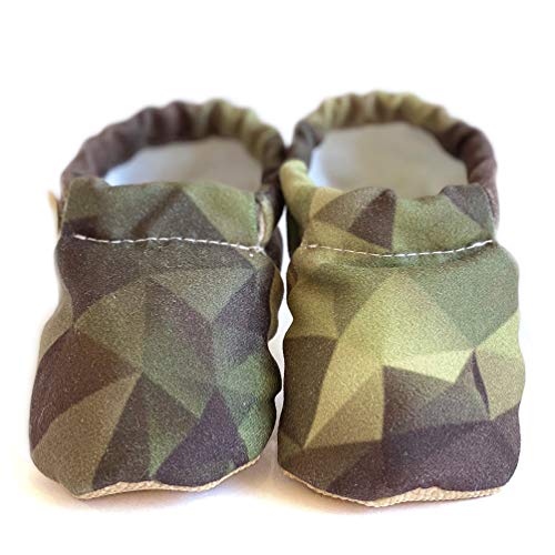 Baumwolle Baby Hausschuhe Mokassins Schuhe Unisex Neugeborene Geschenk Baby Mädchen Junge Kleinkind Lauflernschuhe Rutschfeste Weiche Sohle 0-36 Monate, Weiß - camouflage - Größe: 12-18 Monate von milk&black