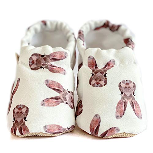 Baumwolle Baby Hausschuhe Mokassins Schuhe Unisex Neugeborene Geschenk Baby Mädchen Junge Kleinkind Lauflernschuhe Rutschfeste Weiche Sohle 0-36 Monate, Weiß - kaninchen - Größe: 2-3 Jahre von milk&black