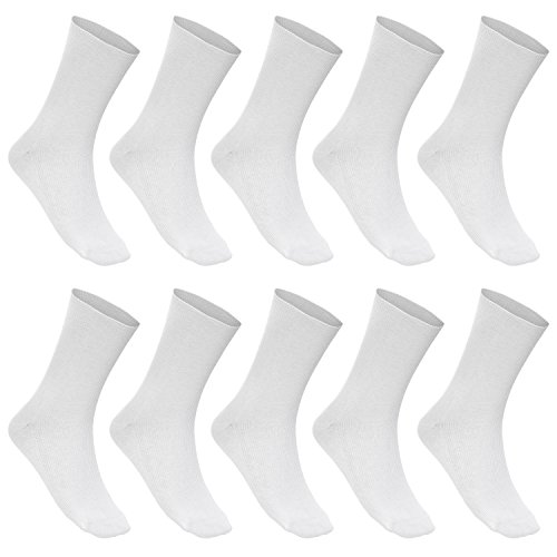 millionen-olly 10 PAAR HERREN DIABETIKER SOCKEN OHNE GUMMI + WEISS + 39 40 41 42 43 44 45 46 + WOW, 43-46, Weiß von millionen-olly