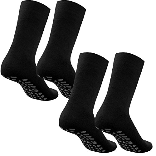 millionen-olly 4 PAAR + ABS-SOCKEN + GEKÄMMTE BAUMWOLLE + SCHWARZ + 35 36 37 38 39 40 41 42 43 44 45 46 (39-42) von millionen-olly