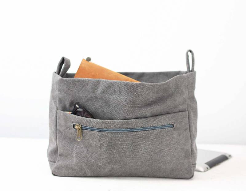 Grauer Canvas Taschenorganizer, Geldbörse Windelbeutel Organizer Große Herausnehmbarer Tascheneinsatz Handtasche Geschenk Für Lehrer von milloo