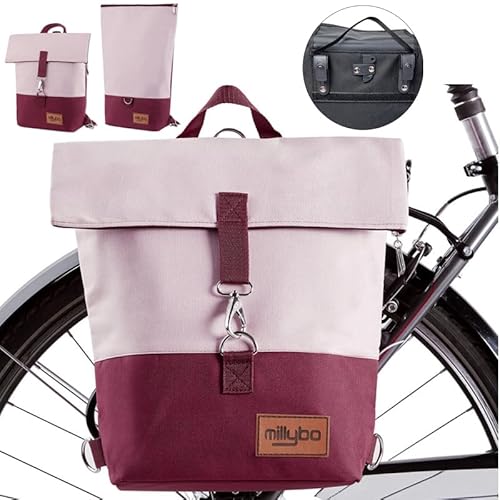 millybo SWEET Fahrradtasche Gepäckträgertasche Damen Rucksack Spitzenmuster diverse Muster (800.001 pink) von millybo