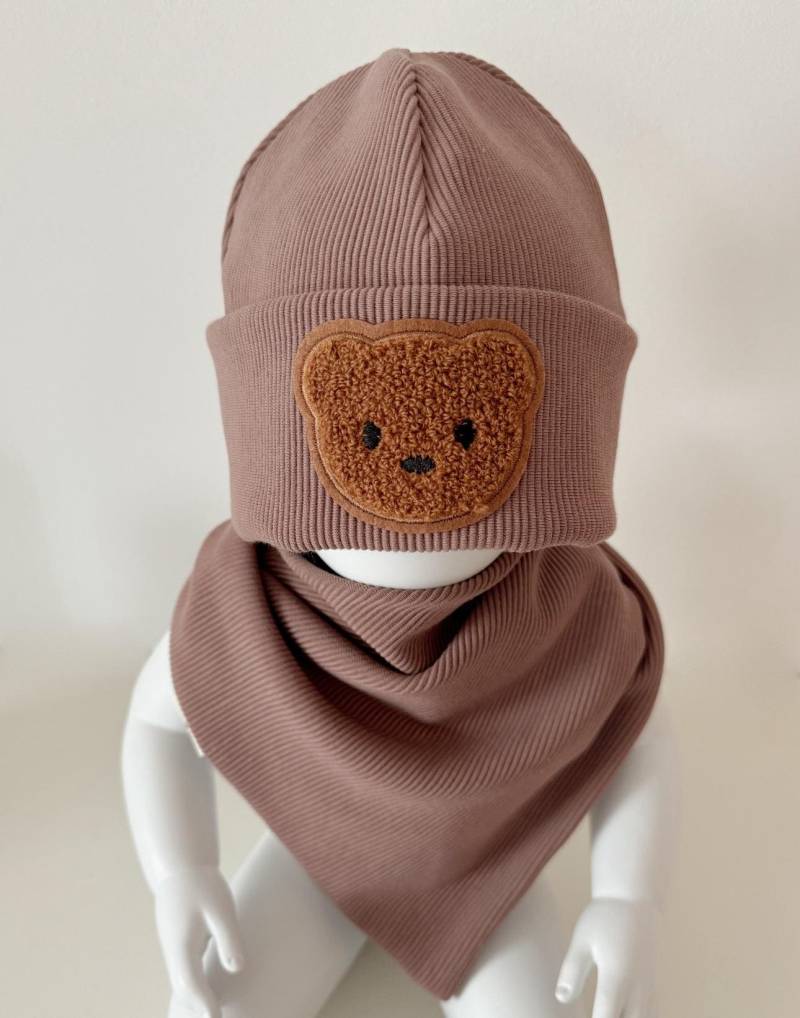 Hipster Beanie Teddy Bären Patch Altmauve | Mütze Wintermütze Kinder Für von mimasherzwerk