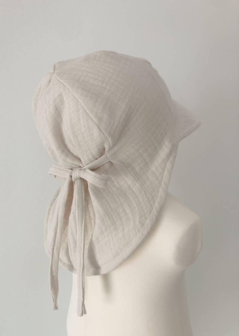 Sommermütz | Musselinhut Nackenmütze Musselinmütze Mütze Mit Schirm, Nackenschutz Patch Kopfbedeckung Kindermütze Hellbeige von mimasherzwerk