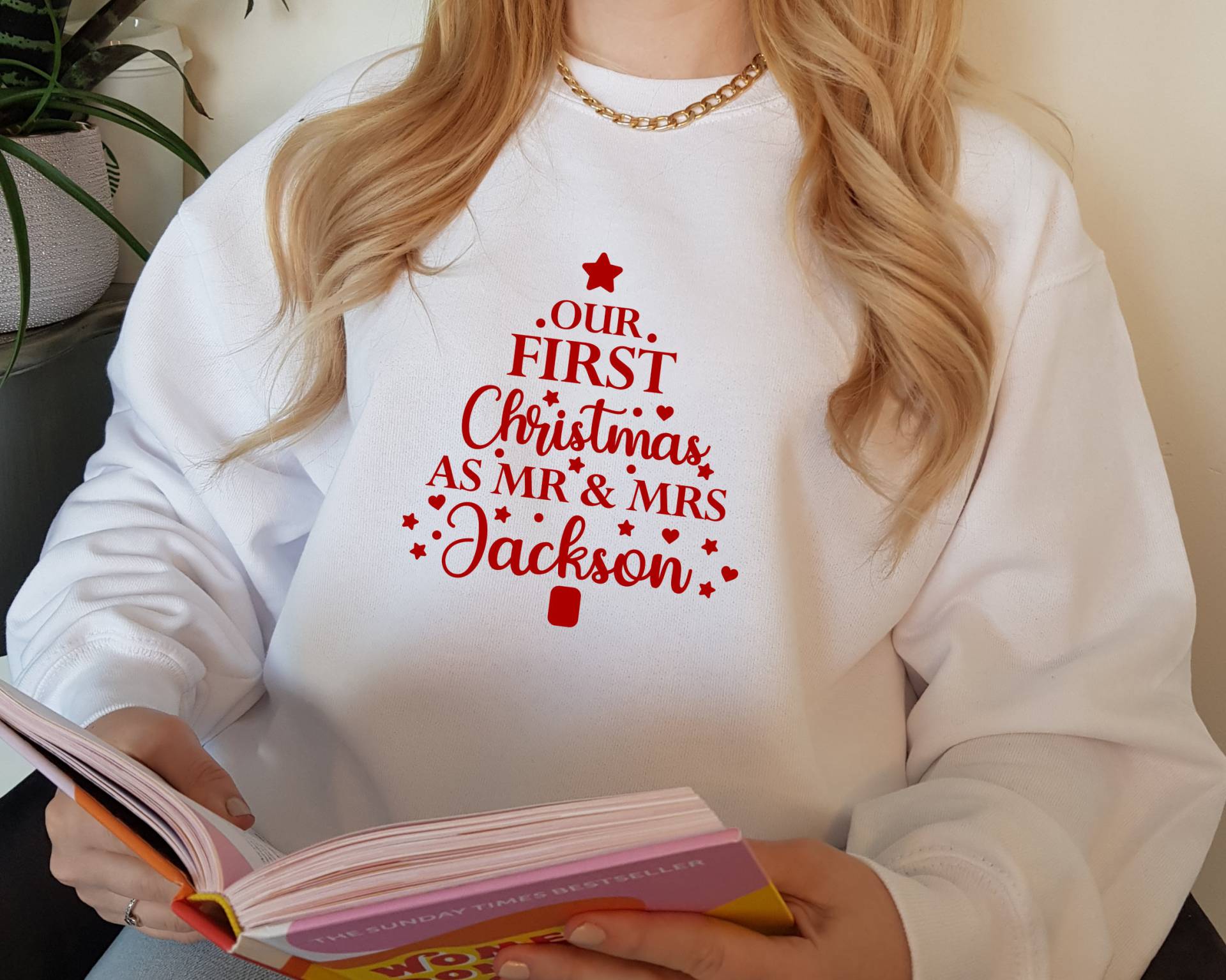First Christmas As Mr &mrs Sweatshirt Personalisiert Name Xmas - Unisex Hochzeitspullover Just Married Jumper Paare Passend von mimiandnoo