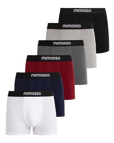 mimosso Boxershorts Herren Bio Baumwolle (6er Pack) Unterhosen Herren ohne einschneidenden Gummibund (Gr. L) Mehrfarbig von mimosso