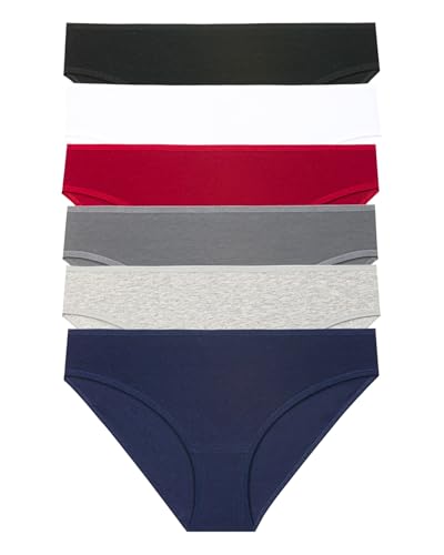 mimosso Unterhosen Damen Slip aus Bio Baumwolle Atmungsaktiv (6er Pack) Unterwäsche Damen ohne einschneidenden Gummibund (Gr. XXL) Mehrfarbig von mimosso