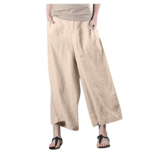 Freizeithose Damen Modern Haremshose Sommer Weites Bein High Waist Lang Gemustert Leinen-Hose Frauen Sommerhose Strandhose Schlaghose Bedruckte Crop-Hose Große Größen Yogahose Leinenhose Stoffhose von min-bmao