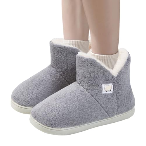 Hausschuhe Damen Winter Plüsch Warm Gefüttert Hausschuhe Pantoletten Bequeme Rutschfeste Winterstiefel Winter Warm Slipper-Stiefel Geschenk Für Frauen von mingchengheng