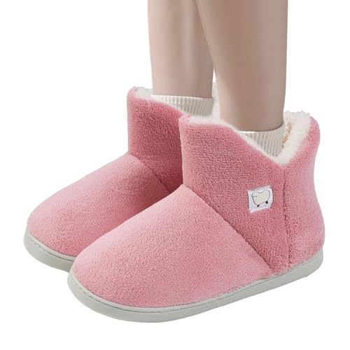 Hausschuhe Damen Winter Plüsch Warm Gefüttert Hausschuhe Pantoletten Bequeme Rutschfeste Winterstiefel Winter Warm Slipper-Stiefel Geschenk Für Frauen von mingchengheng