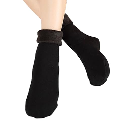 Warme Socken Damen,Slipper-Flauschige Socken,Fleecegefütterte Dicke Winterhaussocken - Warme Socken Damen Mit Rutschfesten Griffen, Kuschelsocken von mingchengheng