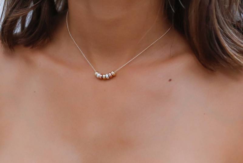 Glücksringe Halskette, Goldperlen-Halskette, 7 Ringe Des Glücks, Zierliche Perlenkette, Glücks Glücksringe Halskette, Goldperlen-Halskette, 7 Ringe Des Glücks, Zierliche Perlenkette, Glücks von miniLALI