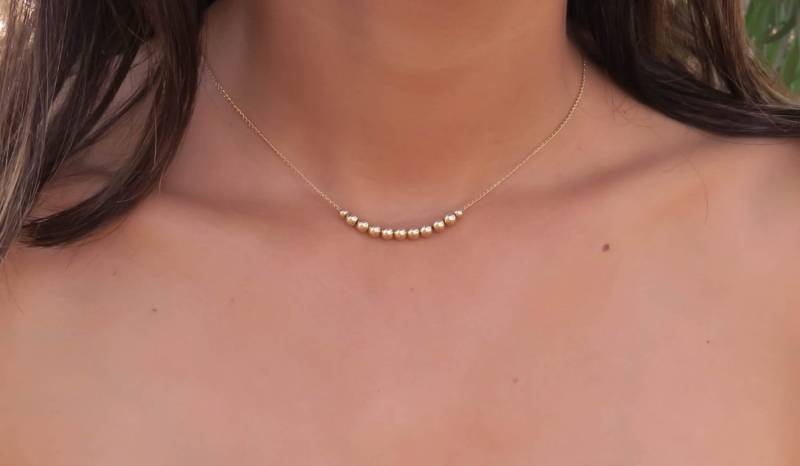 Gold Halskette Perlen Bar Halskette, Einfache Gold Filled Zarte von miniLALI