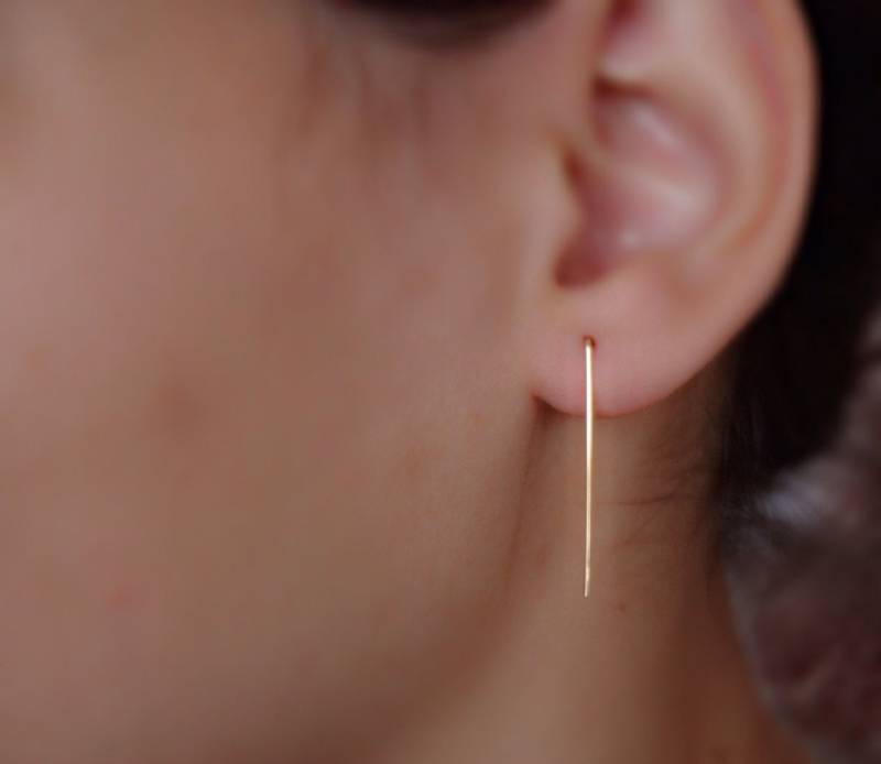 Gold Linie Ohrringe, Goldbarren 14K Gold Gefüllt Minimal Goldohrstecker, Ohrstecker von miniLALI