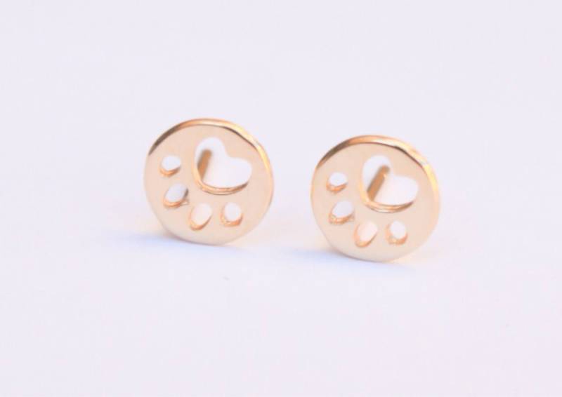 Gold Ohrstecker, Hund Pfote 14K Gold Gefüllte Kleine Post, Hundepfote Gold Ohrstecker, Hund Pfote 14K Gold Gefüllte Kleine Post, Hundepfote von miniLALI