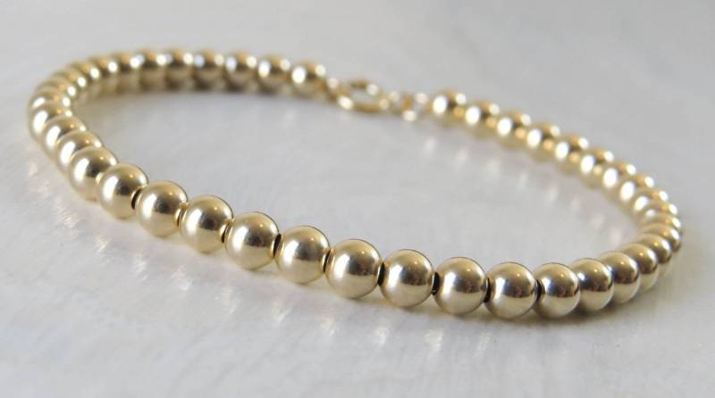 Goldarmband, Goldperlenarmband, 4 Mm Goldschmuck, Alltägliches Armband, Minimales Armband von miniLALI