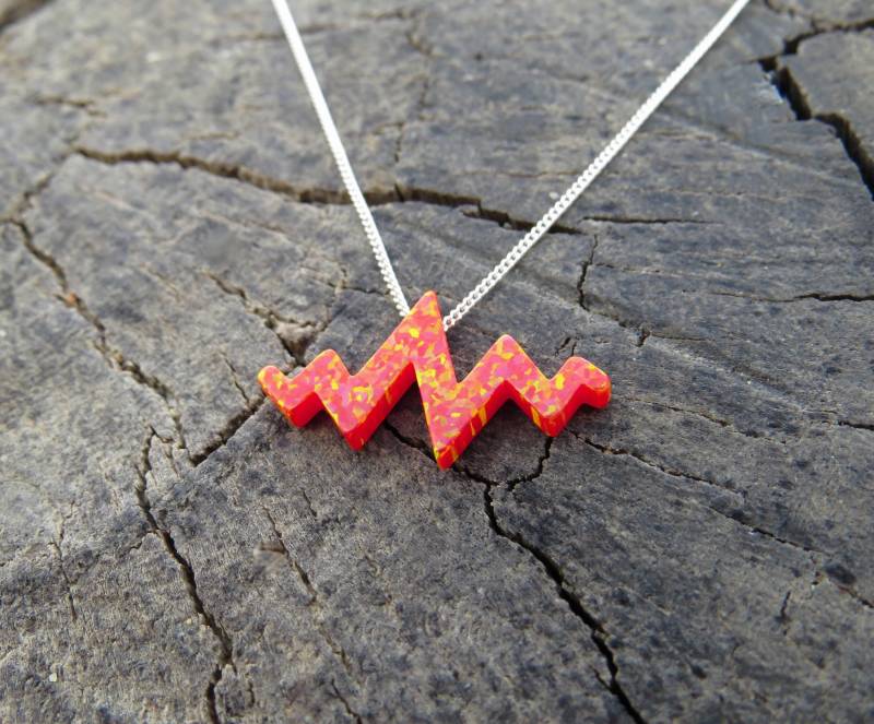 Herz Opal Halskette, Herzschlag Silber Roter Schmuck Herz Opal Halskette, Herzschlag Silber Roter Schmuck von miniLALI