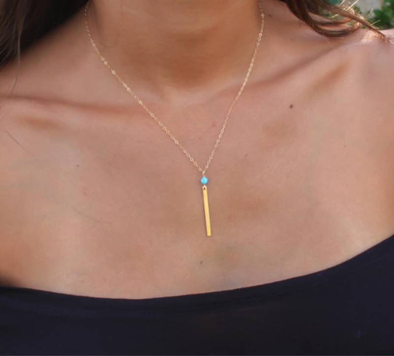 Opal Halskette, Blauer Schmuck, Kugel Goldkette, Gold Filled Winziger Opalschmuck, Halskette von miniLALI