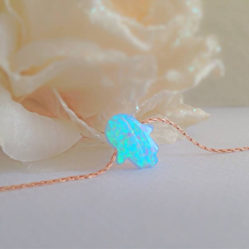 Opal Hand Halskette, Hamsa 14K Roségold Gefüllte Böser Blick Opalschmuck Opal Hand Halskette, Hamsa 14K Roségold Gefüllte Böser Blick Opalschmuck von miniLALI