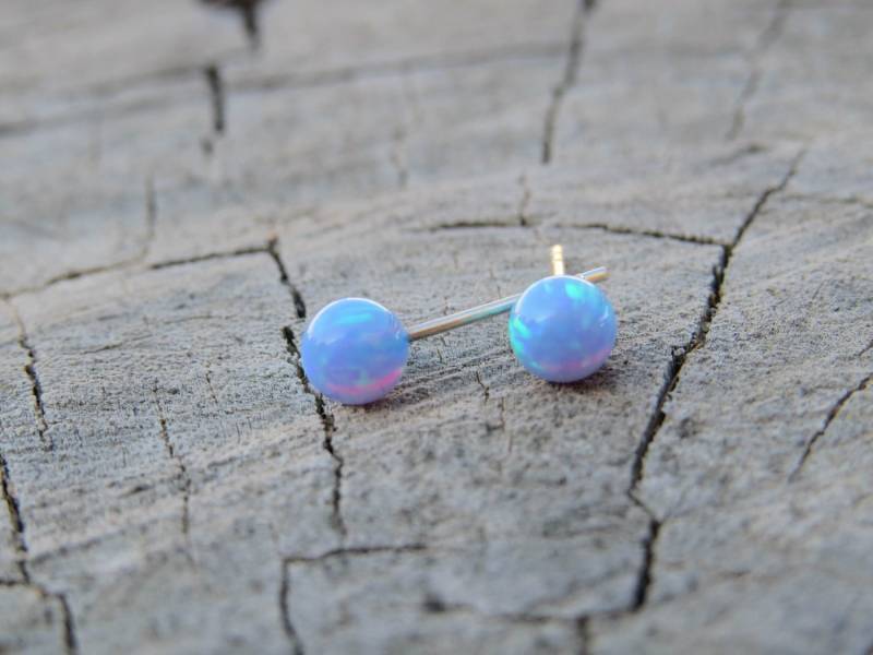 Opal Ohrstecker, 5 Mm Sterling Silber Blauer Kugel Minimale Ohrringe, Schmuck, Oktober Birthstone von miniLALI