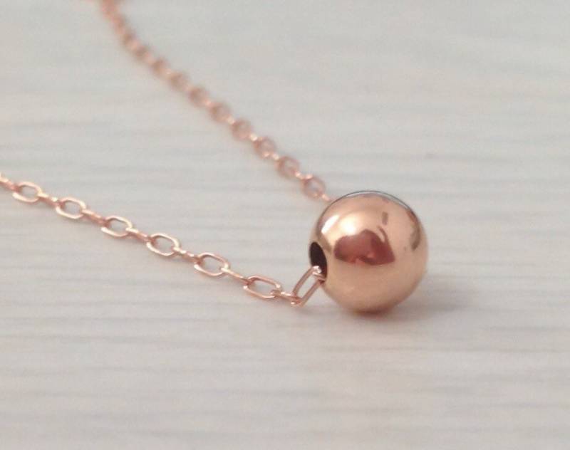 Rosé Gold Halskette, Winzige Eine Roségold Kugel Perlenkette, Schmuck, Punkt Minimalist Rosé Gold Halskette, Winzige Eine Roségold Kugel Perlenkette, Schmuck, Punkt Minimalist von miniLALI