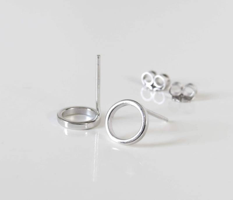 Zierliche Silber Ohrringe, Ohrstecker, Kreis Offener Minimale Kleine Jeden Tag von miniLALI
