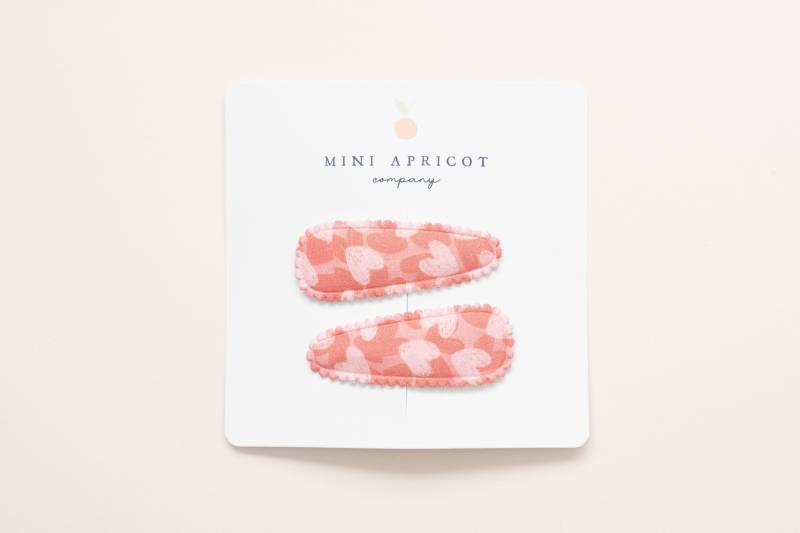 2Er Set Herzen Stoffdruckknopfspangen Baby Kleinkind Mädchen Haarspangen von miniapricotcompany