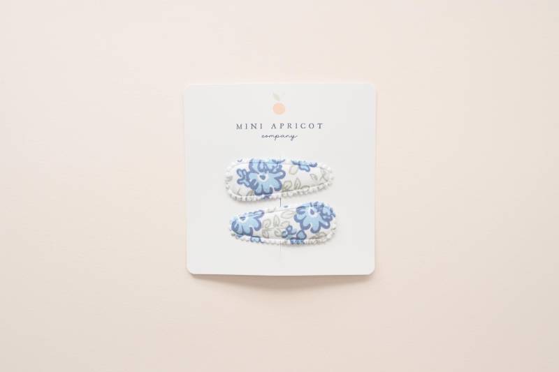 Neu 2Er-Set Blaue Und Grüne Blumenschnappspange, Baby-Haarspange, Mädchen-Haarzusatz, Kleinkind-Haarspange, Fransenspange, Weiche Haarspange von miniapricotcompany