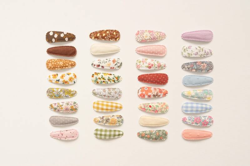 Neue Kollektion Stoff-Snapclips, Baby-Haarclips, Mädchen-Haarzubehör, Kleinkind-Haarclips, Fransenclip, Weiche Haarclips, Baby-Haarspange von miniapricotcompany