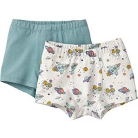 Boxershorts Rakete aus Bio-Baumwolle mit Elastan, 2er-Set, naturweiß-bedruckt/wasserblau von Waschbär