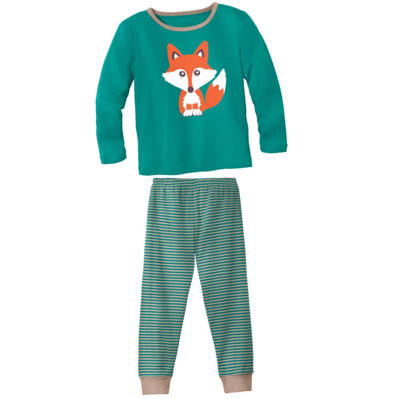Pyjama mit Fuchs-Print, smaragd 98/104 von Waschbär