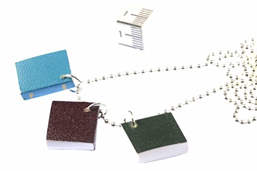 Miniblings 3er Bücher mit Seiten Halskette - Handmade Modeschmuck I Kette mit Anhänger Länge: 80cm - Buch Leseratte Lesen Schreiben von Miniblings